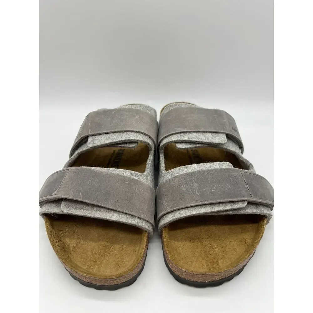 Birkenstock Uji Natural Leather Felt Light Gray Sandal Men’s Size 10 New